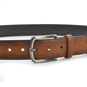 Cintura Cinta Uomo in Vera Pelle Cuoio Artigianale Casual VINTAGE cuciture nera