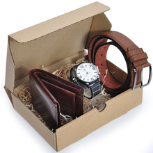 Carica l&#39;immagine nel visualizzatore di Gallery, Bundle Pack REGALO scatola tris 3in1 Portafoglio + cintura + orologio uomo nero