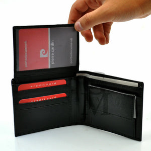 Portafoglio Pierre Cardin uomo in pelle con porta monete ribaltina porta carte