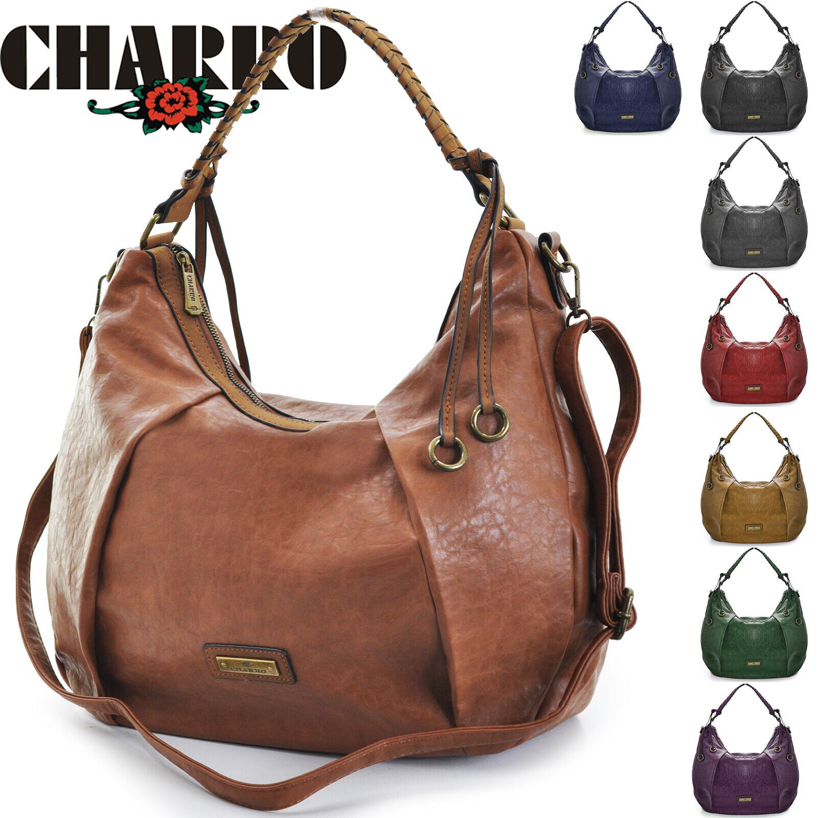 Borsa CHARRO sacco hobo mono manico donna tracolla nuova grande multitasche