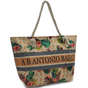 borsa mare fantasia brasile floreale firmata A.Basile colorata manici corda