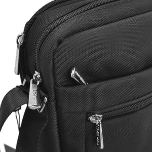 Borsello uomo originale multitasche tracolla nuovo COVERI nero zip tessuto nylon