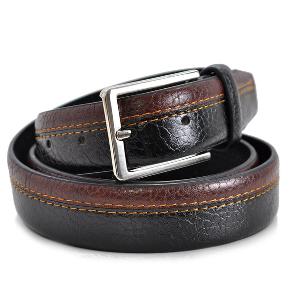 Cintura Cinta Uomo 3,8cm Vera Pelle Casual marrone e nera Accorciabile bicolore