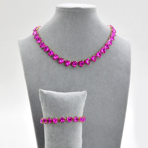 Parure Collana e bracciale girocollo cristalli pietre forma cuori gioiello nuovo