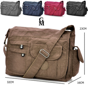 BORSA GIORNALIERA DONNA uomo TRACOLLA MULTI TASCHE CAPIENTE GRANDE TELA tessuto