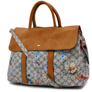 Gyoiamea borsa donna tracolla pelle capiente ufficio fiorata fiori ipad vintage