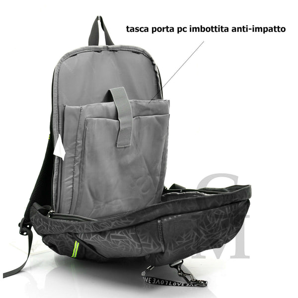 ZAINO ZAINETTO TECNICO 38 L UNIVERSALE MOTO COVERI ITALIA BACK-PACK NERO/VERDE