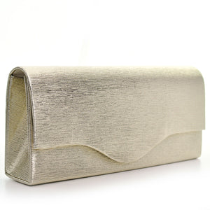 Pochette rigida lunga oro eventi matrimonio elegante tessuto effetto laminato