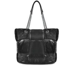 Carica l&#39;immagine nel visualizzatore di Gallery, Borsa spalla nera giornaliera shopping passeggio piumino donna impermeabile