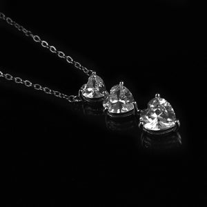 Collana donna punto luce lusso cuori trilogy strass zircone cristallo gioiello