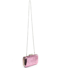 Carica l&#39;immagine nel visualizzatore di Gallery, Pochette Paillettes rosa rigida altissima qualità con strass matrimonio eventi