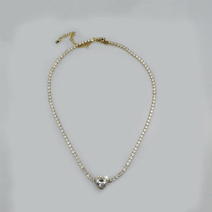 Collana girocollo forma cuore oro acciaio zirconato cristalli strass brillante