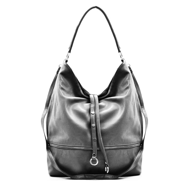 Borsa GM donna pelle mono manico hobo capiente sacco grande cerniera spalla moda