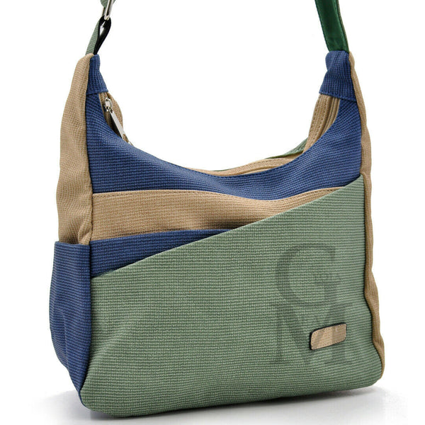 Borsa a tracolla capiente ecopelle passeggio spalla multicolore bicolore viaggio