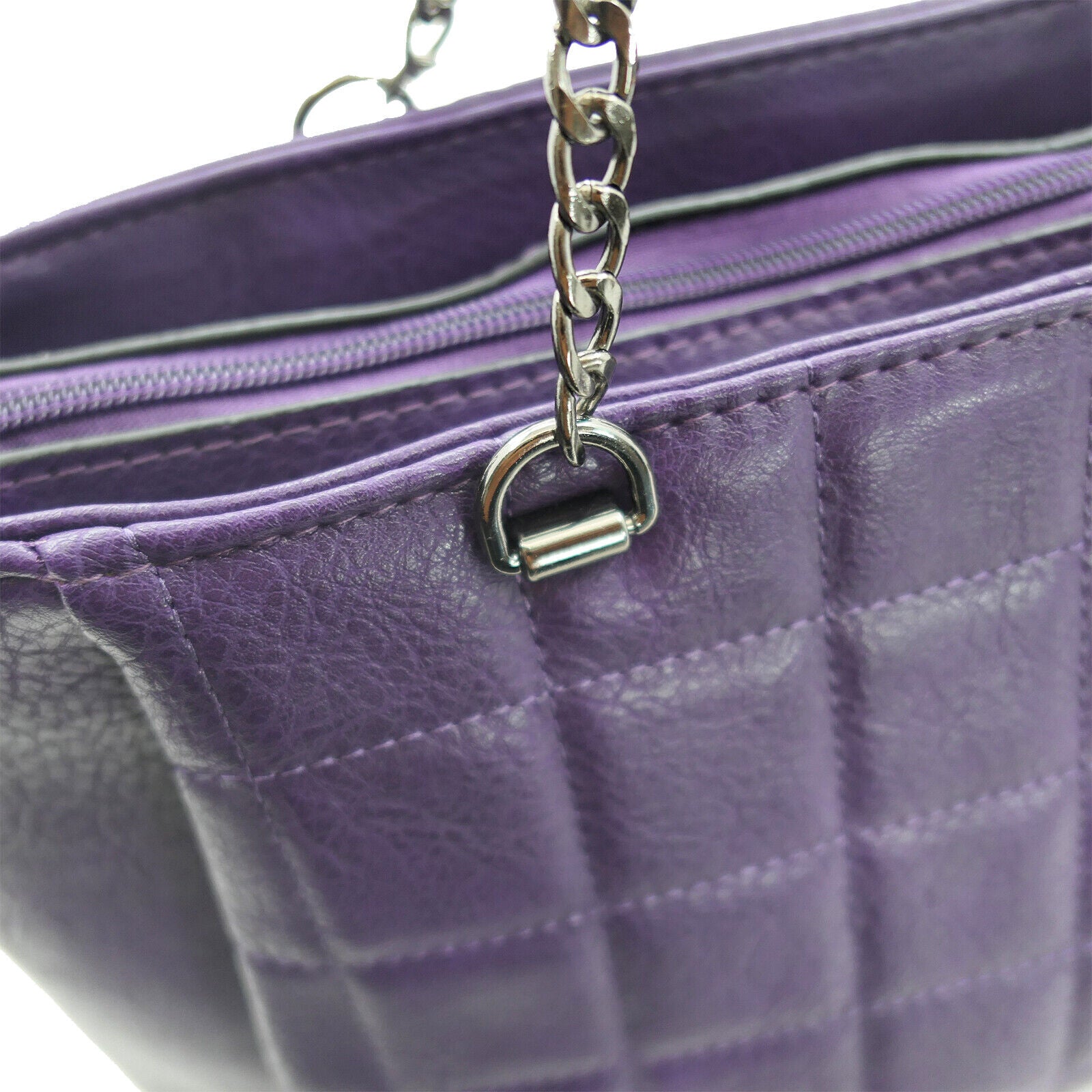 Borsa GM viola donna grande spalla pelle catene trapuntata passeggio shopping