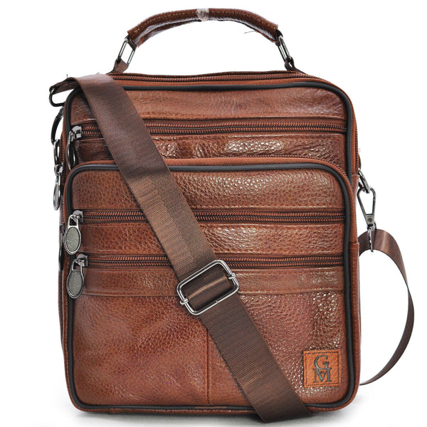 Borsello Uomo Tracolla tasche zip vera Pelle Lavoro Vintage Grande marrone nero