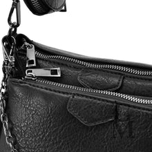 Carica l&#39;immagine nel visualizzatore di Gallery, Borsa borsetta donna Tracolla Spalla Trapuntata Nero Pochette Catene Eco Pelle