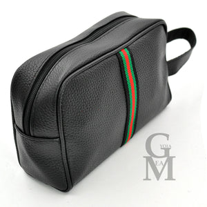 Pochette originale GM MODA strisce verdi uomo borsa mano pelle nero sport uomo