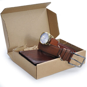 Pack IDEA REGALO scatola tris 3in1 UOMO Portafoglio + cintura + orologio uomo GM