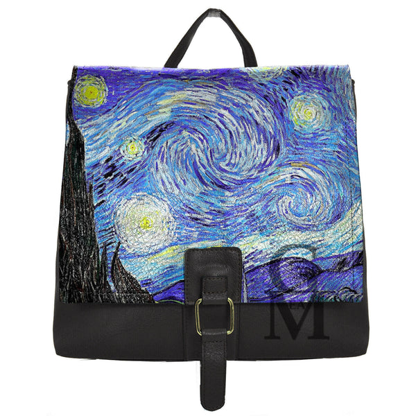 GM zaino donna fantasia quadro dipinto V. Van Gogh Notte stellata klimt il bacio