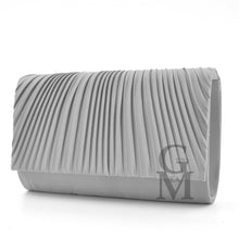 Carica l&#39;immagine nel visualizzatore di Gallery, Pochette argento elegante cerimonia clutch borsetta tessuto plissettata catenina