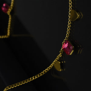 GM gioiello Collana donna oro strass cristalli elegante smeraldo cuori girocollo