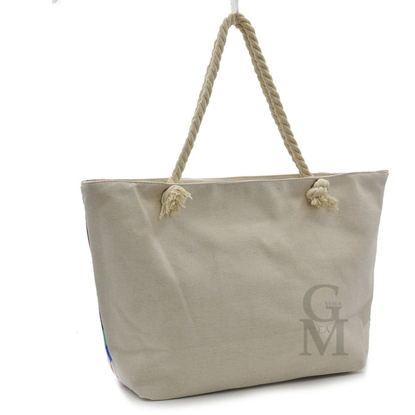 borsa mare fantasia frutta ananas sole firmata A.Basile multicolore manici corda