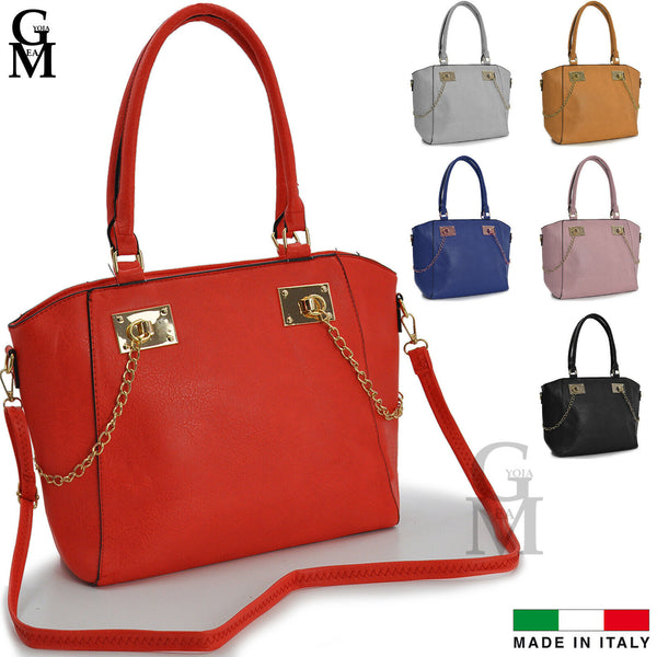 GM borsa donna a mano spalla pelle catene casual spalla moda nuova made italy