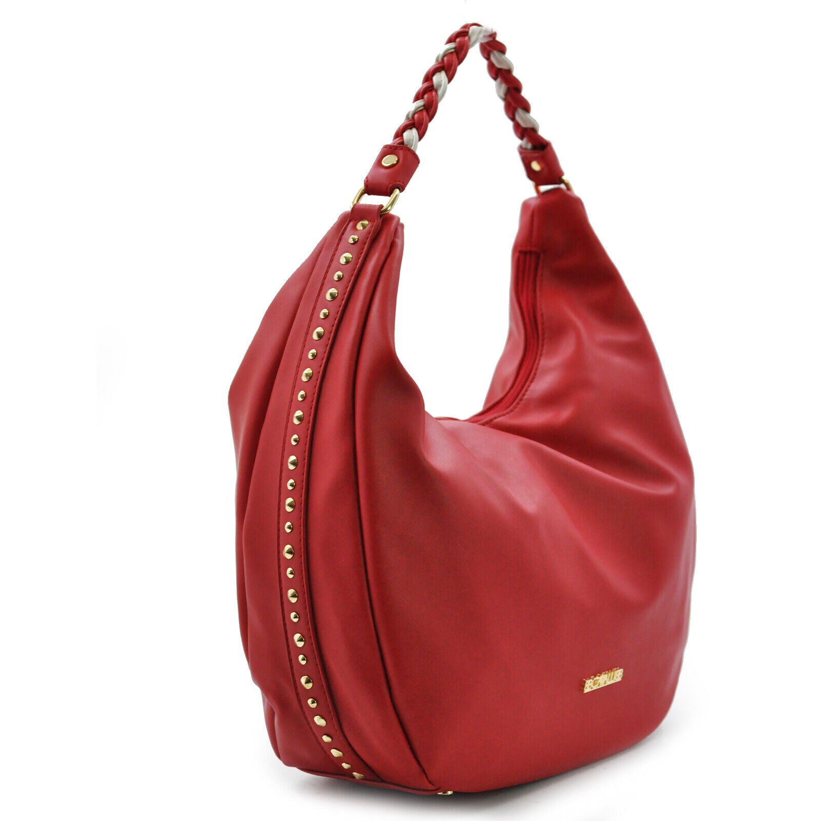 Borsa hobo donna a sacco CAVALLI capiente morbida monomanico rossa beige borchie