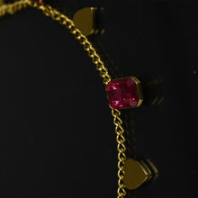 Carica l&#39;immagine nel visualizzatore di Gallery, GM gioiello Collana donna oro strass cristalli elegante smeraldo cuori girocollo