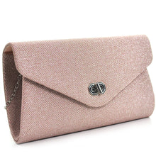 Carica l&#39;immagine nel visualizzatore di Gallery, Pochette rosa rigida eventi matrimonio elegante catena cerimonia brillantini