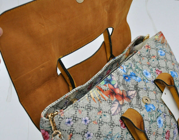 Gyoiamea borsa donna tracolla pelle capiente ufficio fiorata fiori ipad vintage