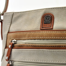 Carica l&#39;immagine nel visualizzatore di Gallery, F firenze Borsa borsetta tracolla pelle tasche cerniere casual zip piccola beige