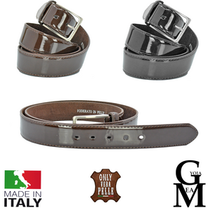 Cintura foderato in vera pelle uomo Made in italy cinta elegante nera marrone