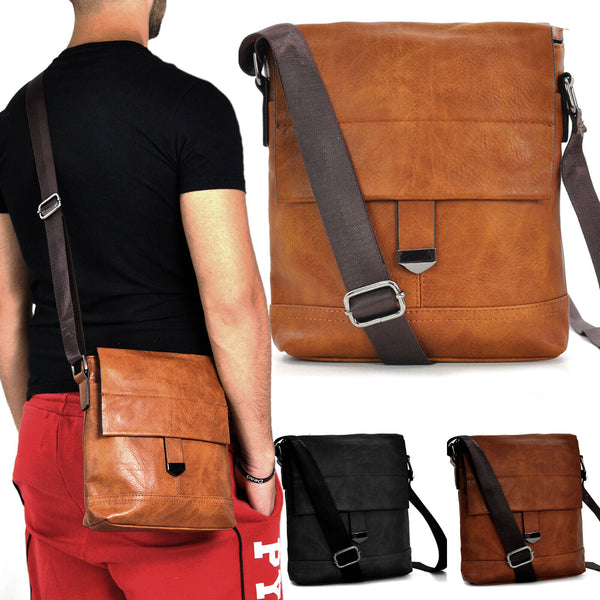 Borsello MADE ITALY vintage cinghia vintage casual passeggio lavoro cuoio nero