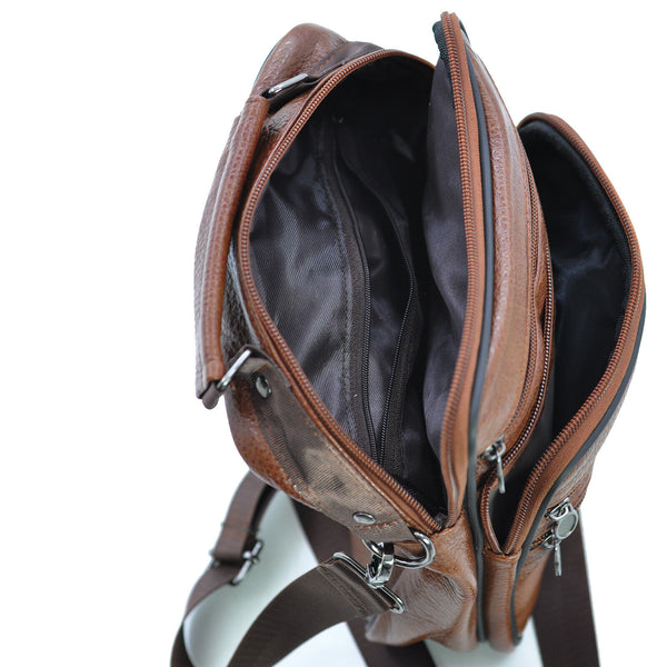 Borsello Uomo Tracolla tasche zip vera Pelle Lavoro Vintage Grande marrone nero