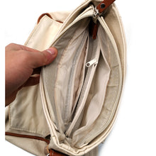 Carica l&#39;immagine nel visualizzatore di Gallery, F firenze Borsa borsetta tracolla pelle tasche cerniere casual zip piccola beige