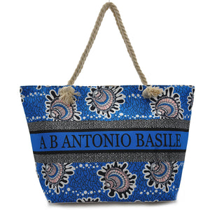 borsa mare firmata A.Basile capiente fantasia mare conchiglie manici corda