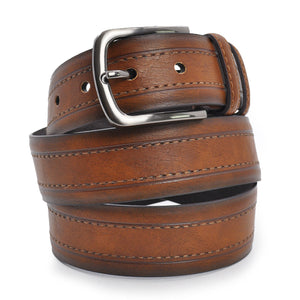 Cintura Cinta Uomo in Vera Pelle Cuoio Artigianale Casual VINTAGE cuciture nera