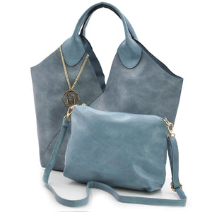 Borsa grande donna shopping capiente morbida shop shopper rosa azzurra capiente