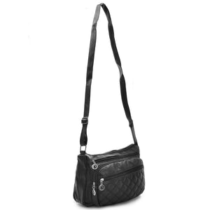 Borsa borsetta pelle trapuntata casual tasche tracolla passeggio nera comoda