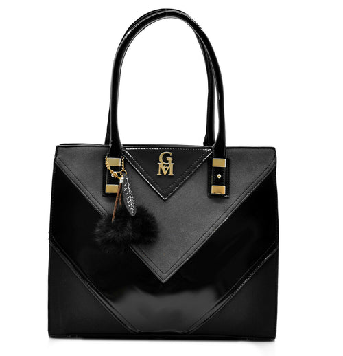 Gyoiamea borsa donna vernice spalla pelle rigida bauletto elegante rombi nera