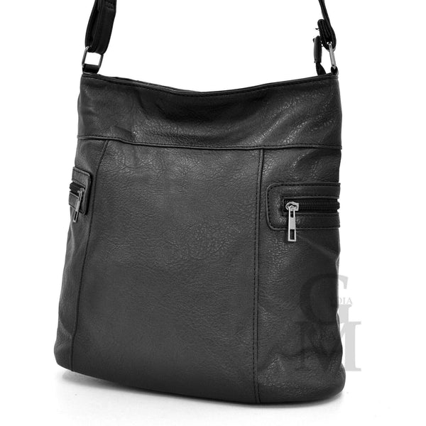 Borsa semplice nera borsetta pelle piccola tracolla pelle moda casual tasche zip