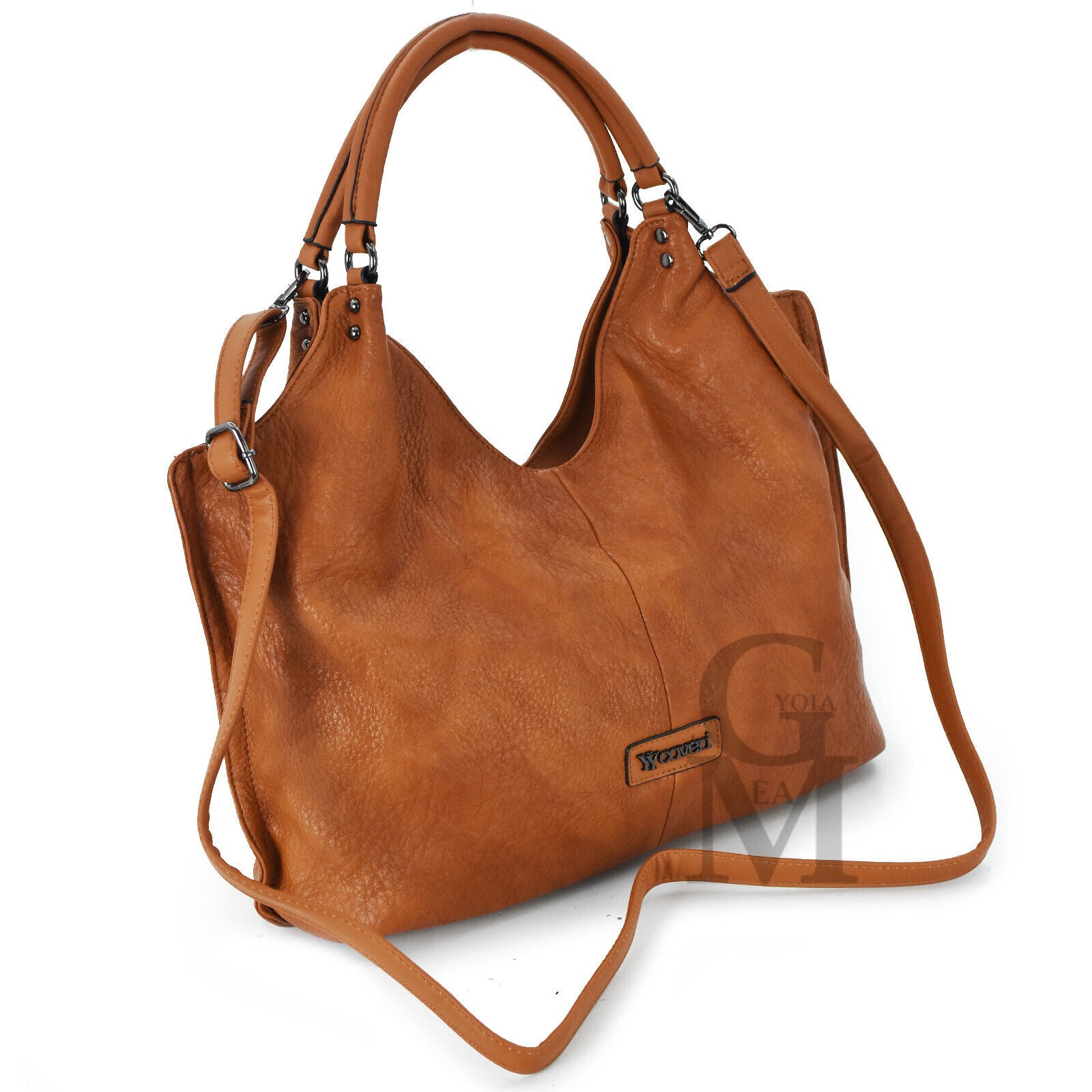 Borsa donna yyCoveri marrone pelle venata sacco hobo capiente shopping morbida