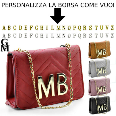 Borsa spalla catena tracolla trapuntata personalizzata personalizzabile lettere