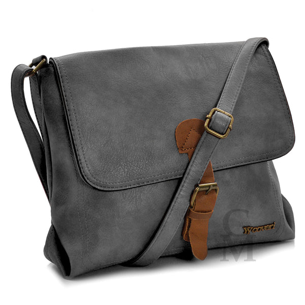 Borsa firmata COVERI uomo donna fibbie vintage pelle militare tracolla messenger