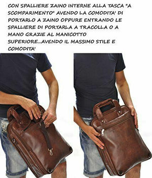 Zaino tracolla 2in1 Uomo Scuola Lavoro Viaggio pelle pc Impermeabile rigido