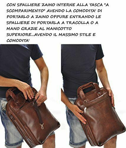 Zaino tracolla 2in1 Uomo Scuola Lavoro Viaggio pelle pc Impermeabile rigido