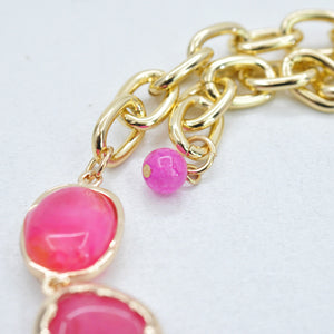 Parure Collana e bracciale turchese lunga pietre dure elegante fucsia verde