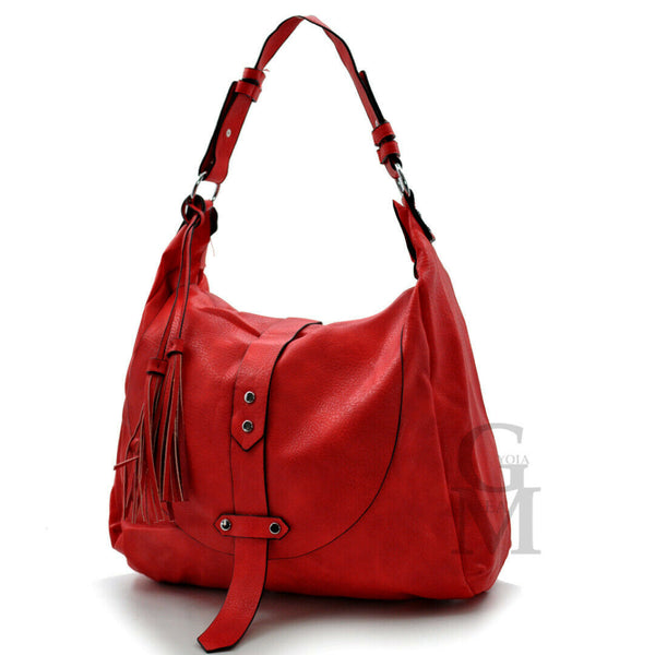 Borsa LUISA pelle morbida sacco semplice casual passeggio zip nappina frange